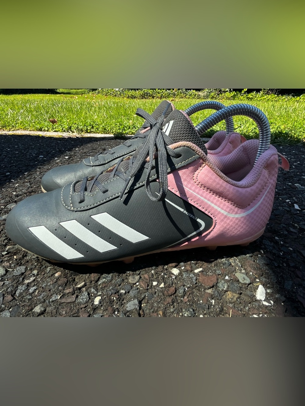 Adidas Rundown Youth Baseball Cleats Size 6Y/ Womens 7/Men 6 Gray/Pink Low ABBC2
